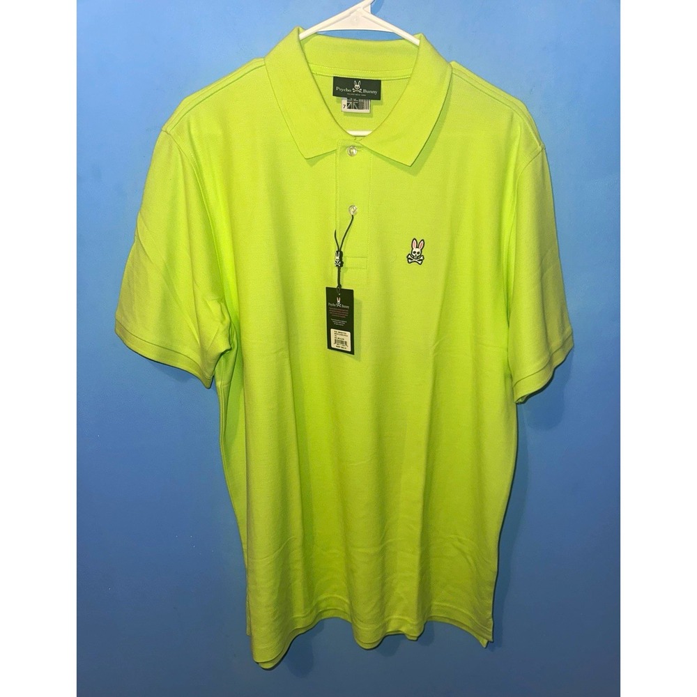 Psycho Bunny Mens 7XL Green Pima Cotton Classic Fit Polo Shirt FF22-B6K001T1PC